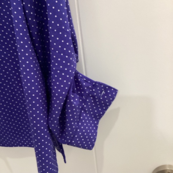 Ladies Notations long sleeve blouse purple with white polka dots size X large - Picture 5 of 6